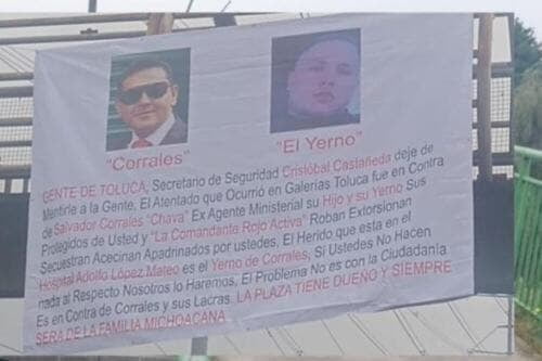 Amanece narcomanta "informativa" en puente de Toluca; señala a funcionarios corruptos